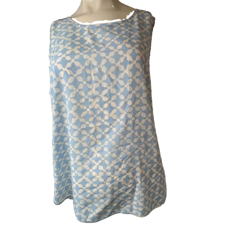 Michael Michael Kors  Sleeveless Blouse Size  XL Blue White w/Gold Zipper